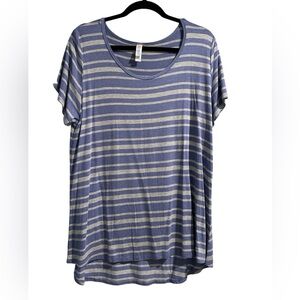 LuLaRoe XL classic tee Heather grey and purple stripe
